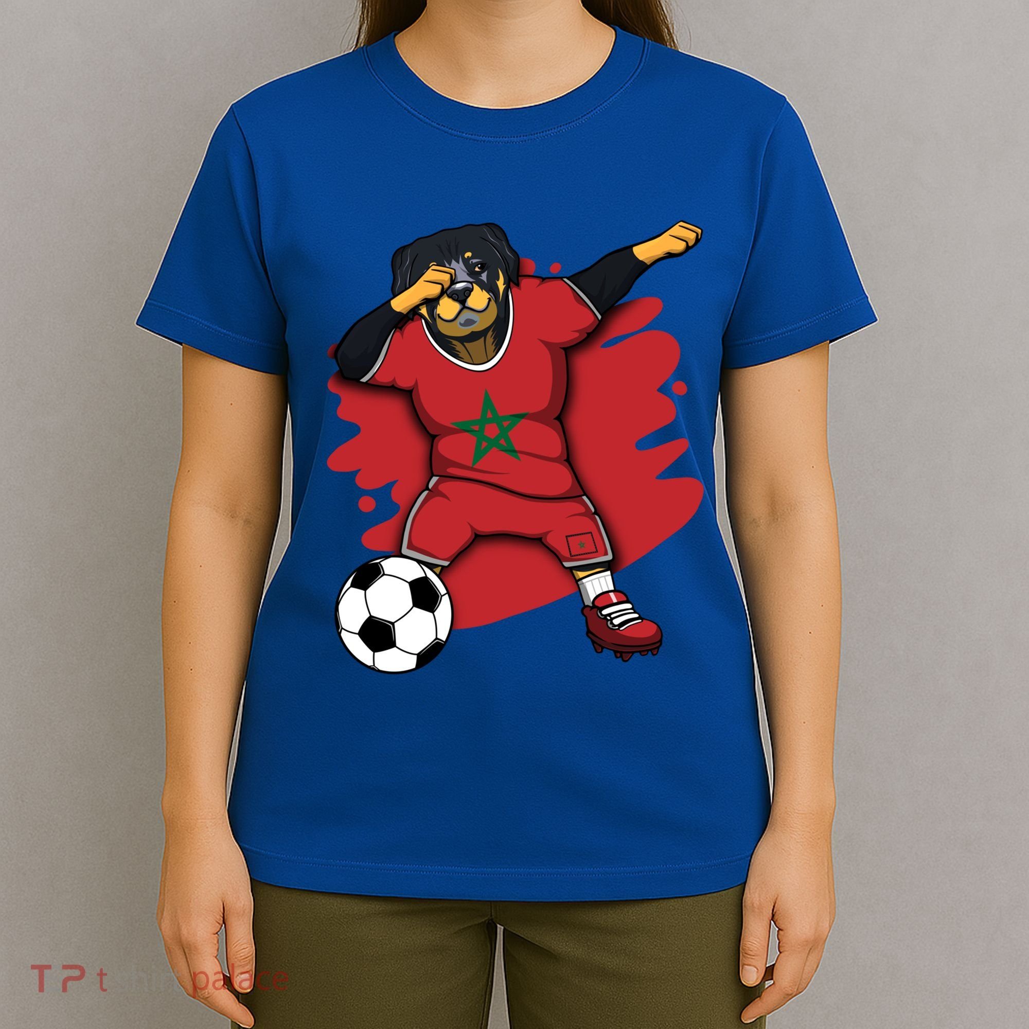 Dabbing Rottweiler Morocco Soccer Fans Jersey Moroccan Sport Great Gift T-Shirt