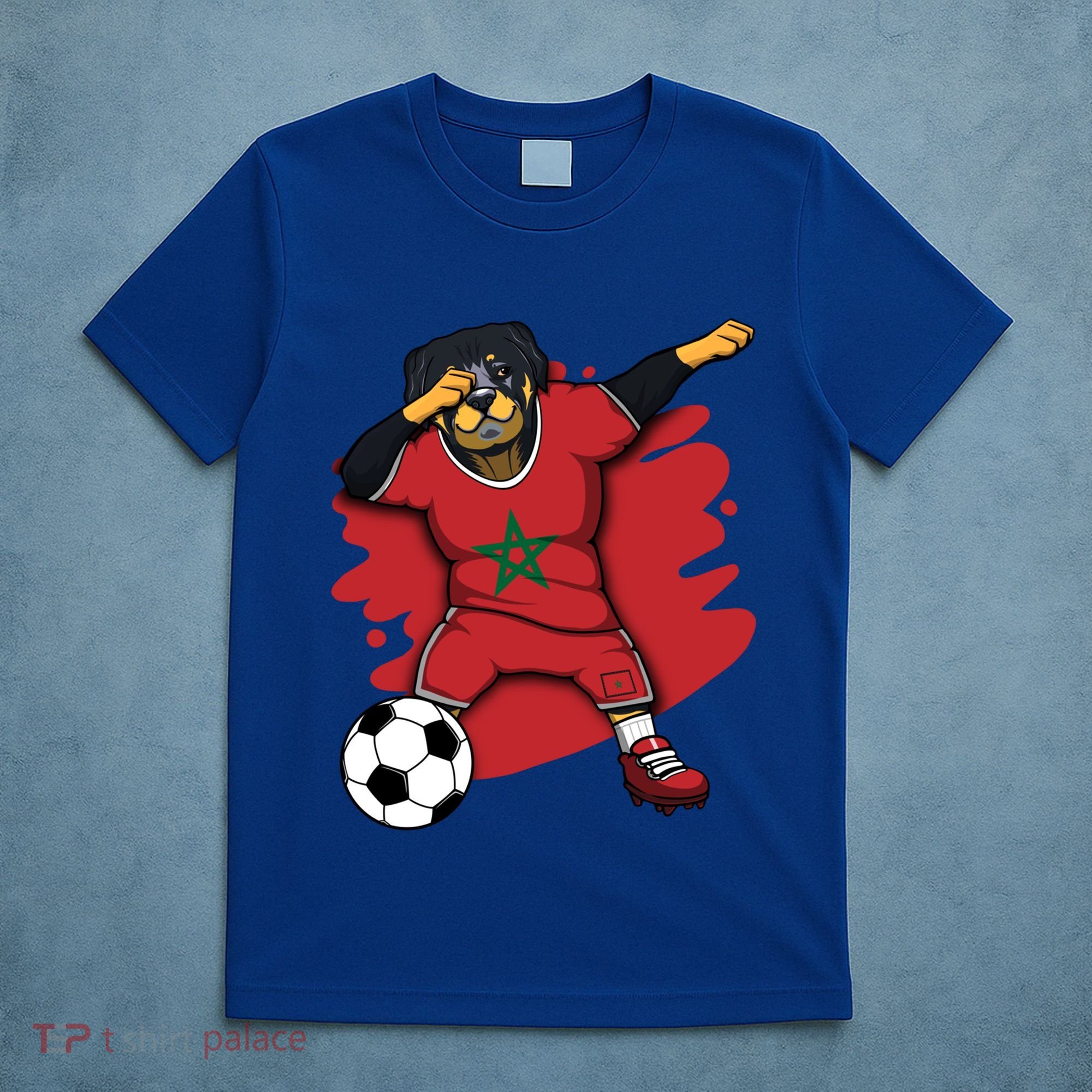 Dabbing Rottweiler Morocco Soccer Fans Jersey Moroccan Sport Great Gift T-Shirt