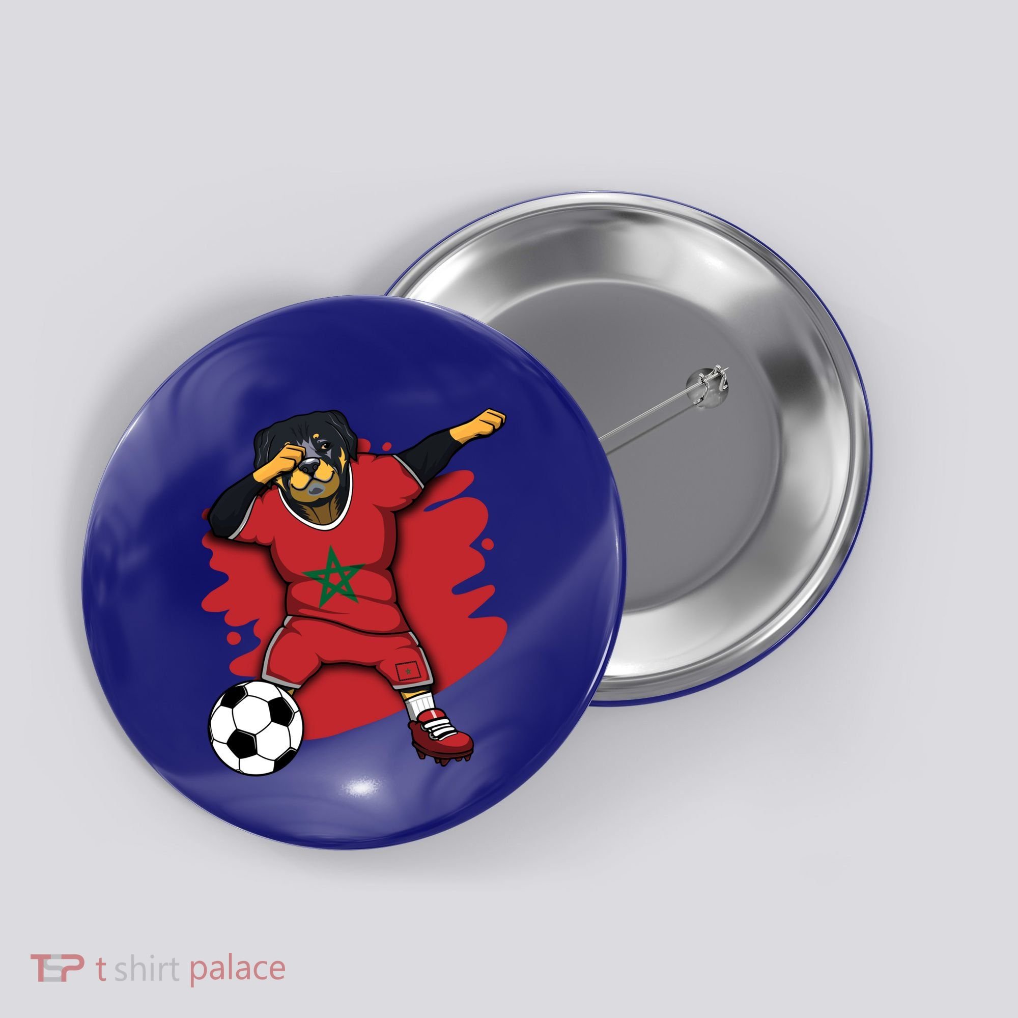 Dabbing Rottweiler Morocco Soccer Fans Jersey Moroccan Sport Great Gift Button