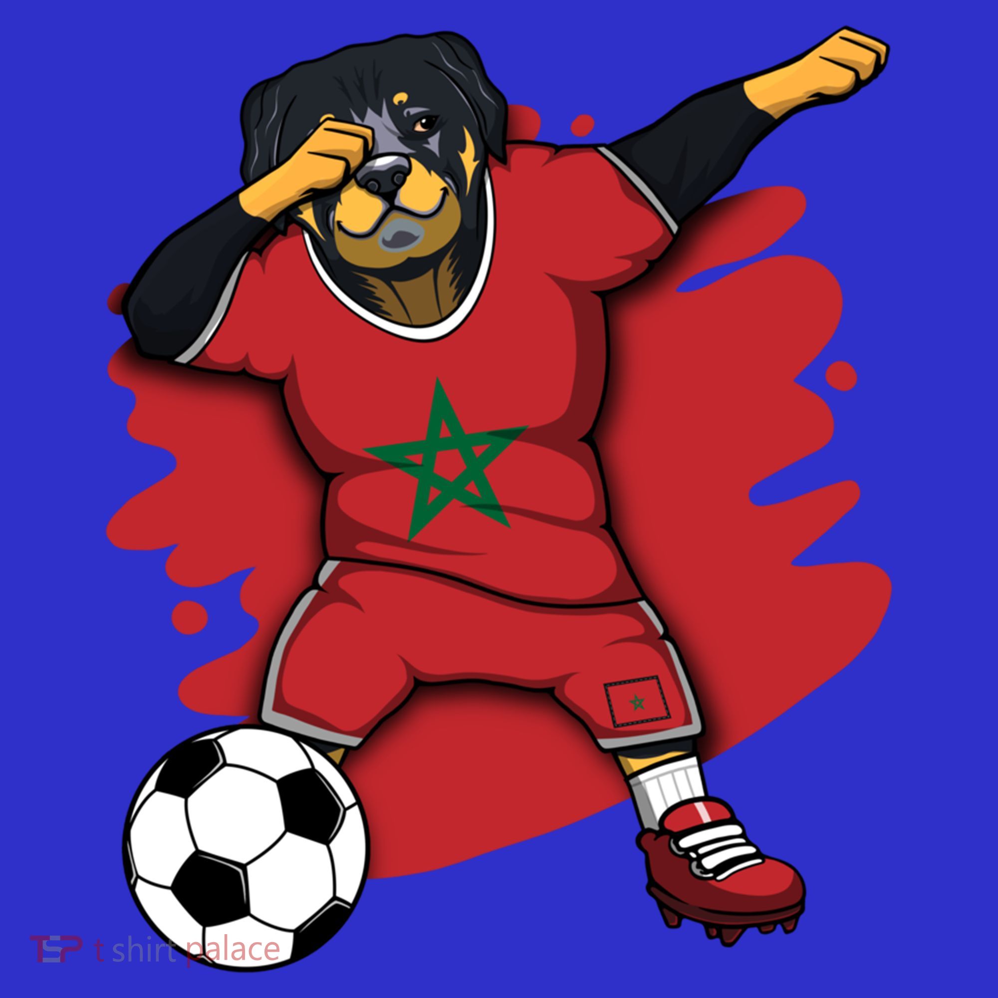 Dabbing Rottweiler Morocco Soccer Fans Jersey Moroccan Sport Great Gift Polo