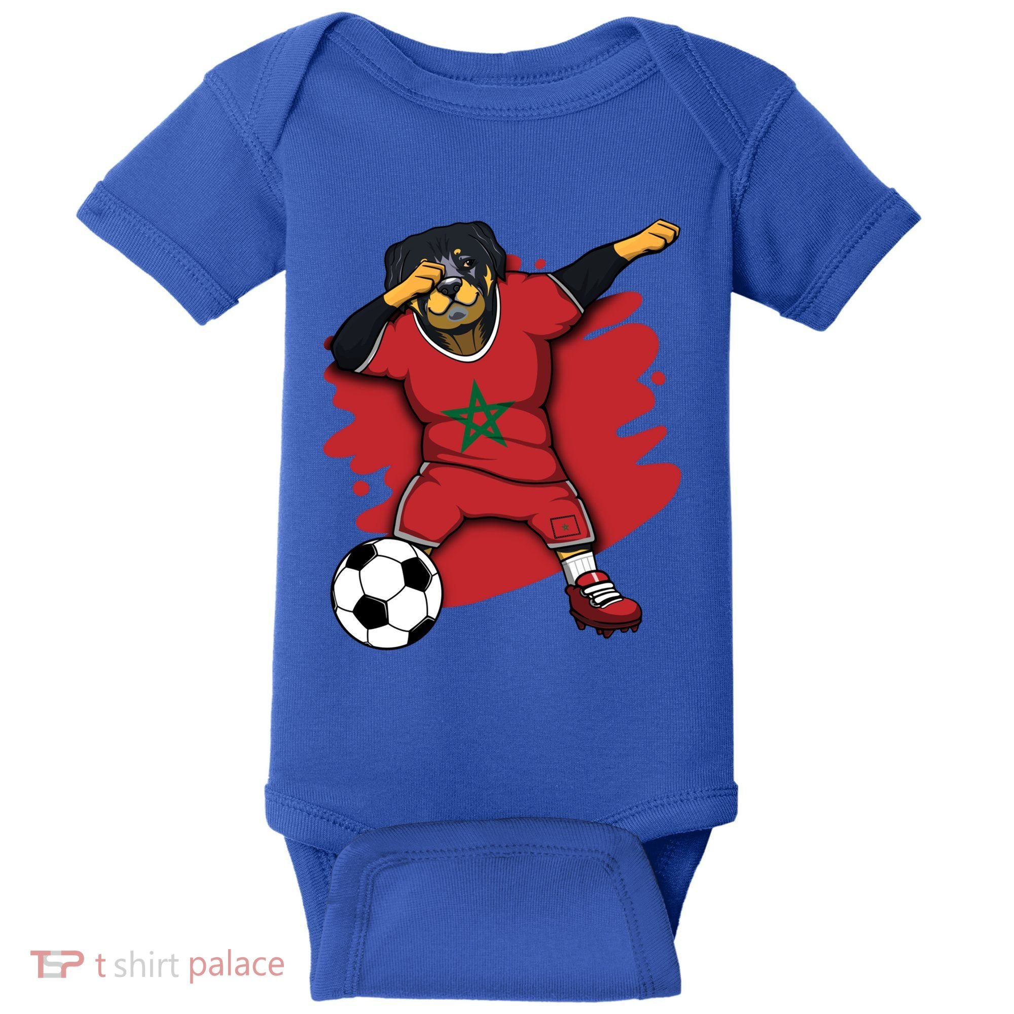 Dabbing Rottweiler Morocco Soccer Fans Jersey Moroccan Sport Great Gift Baby Bodysuit