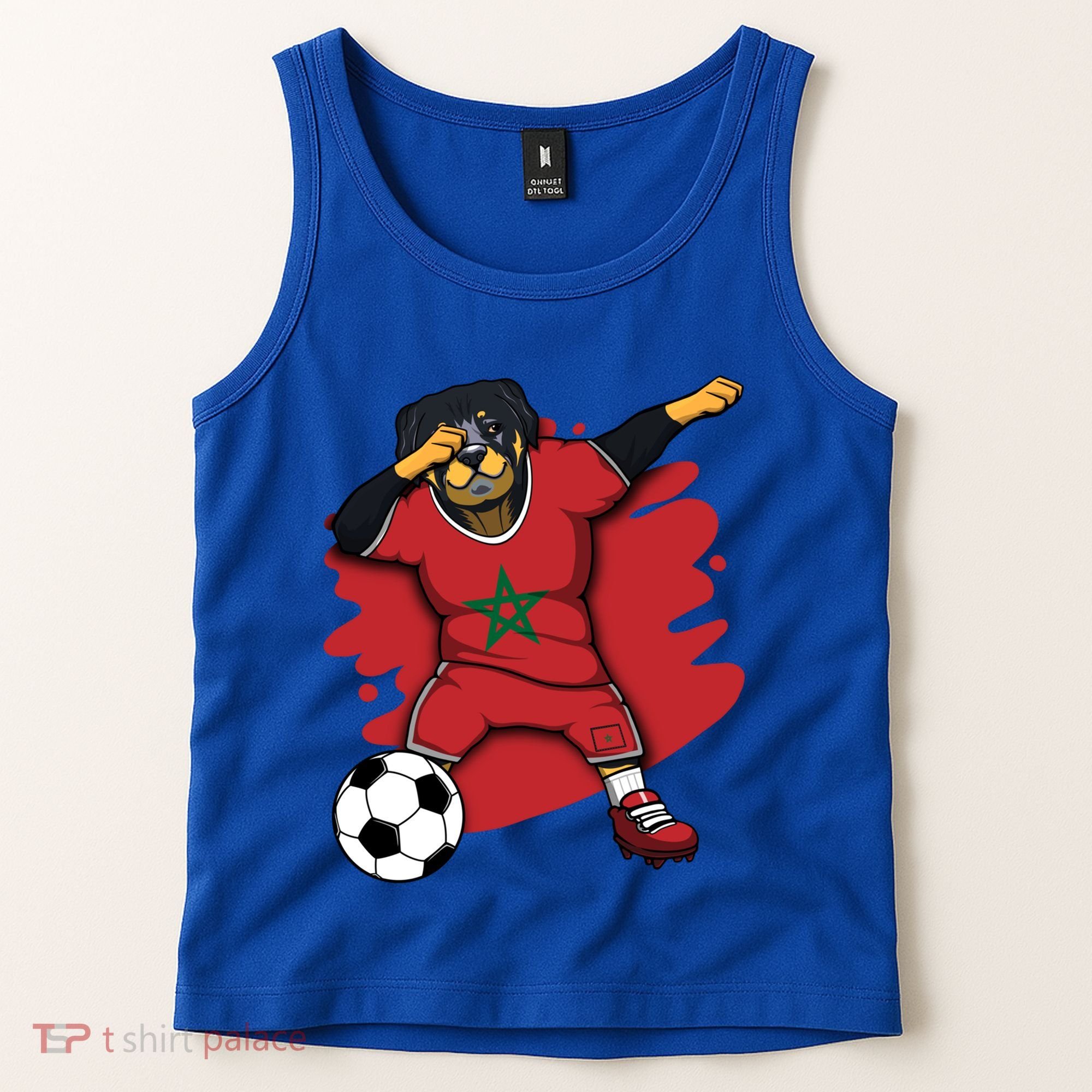Dabbing Rottweiler Morocco Soccer Fans Jersey Moroccan Sport Great Gift Tank Top