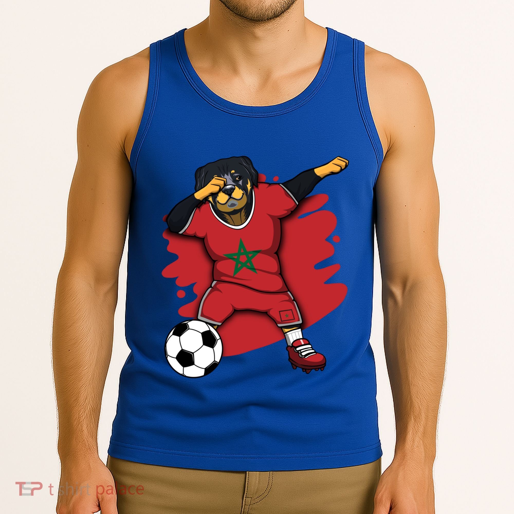 Dabbing Rottweiler Morocco Soccer Fans Jersey Moroccan Sport Great Gift Tank Top