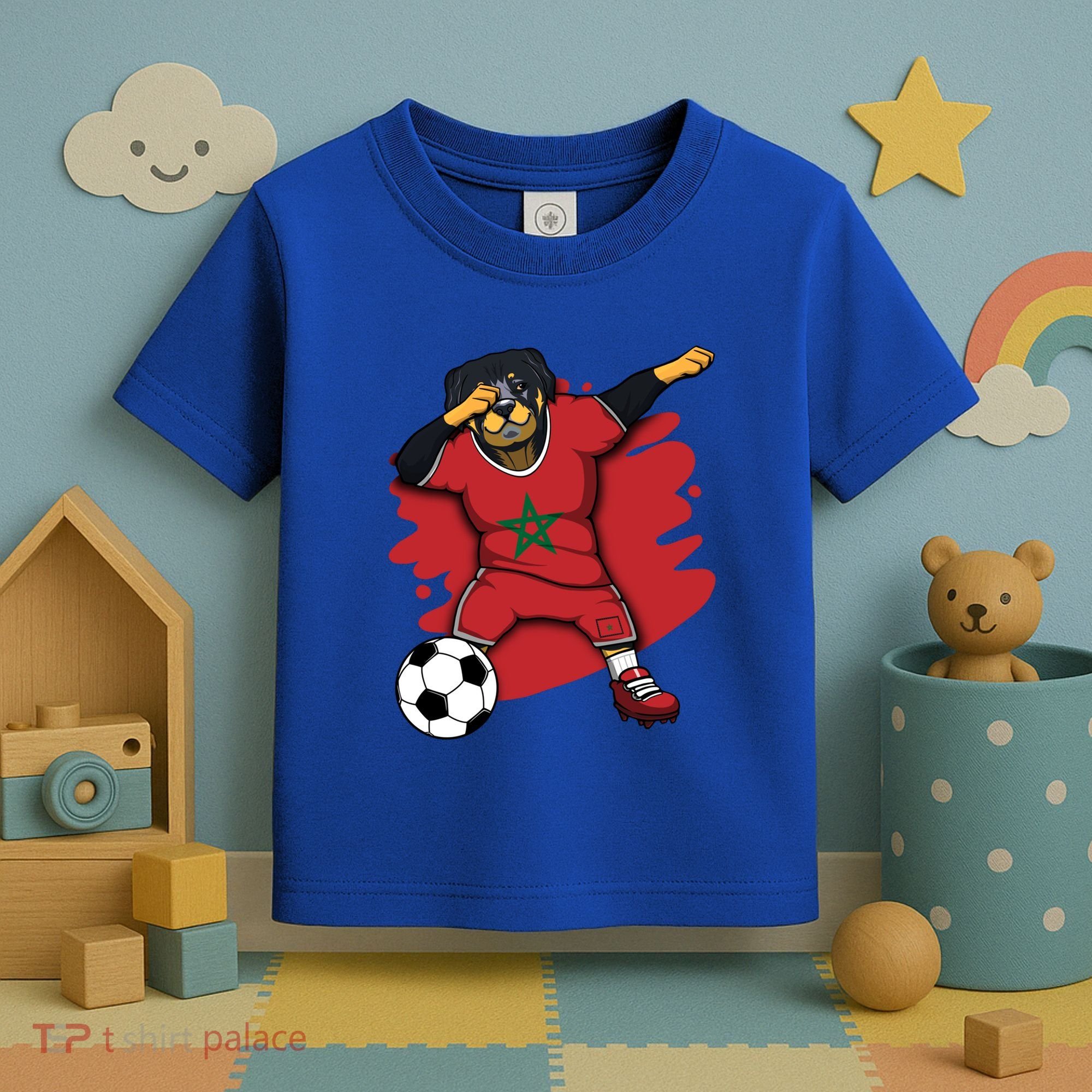 Dabbing Rottweiler Morocco Soccer Fans Jersey Moroccan Sport Great Gift Toddler T-Shirt