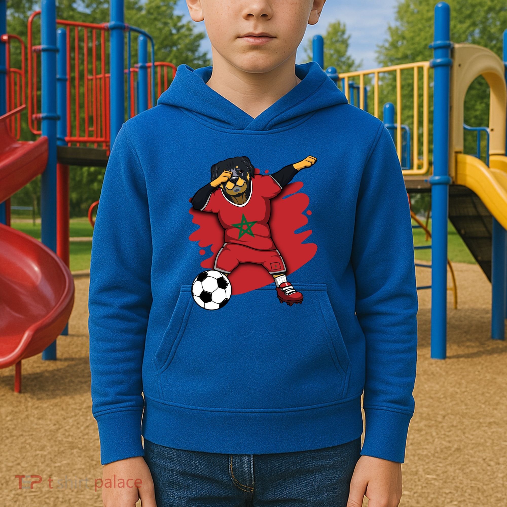Dabbing Rottweiler Morocco Soccer Fans Jersey Moroccan Sport Great Gift Kids Hoodie