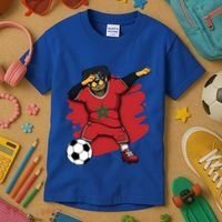 Dabbing Rottweiler Morocco Soccer Fans Jersey Moroccan Sport Great Gift Kids T-Shirt thumb 3