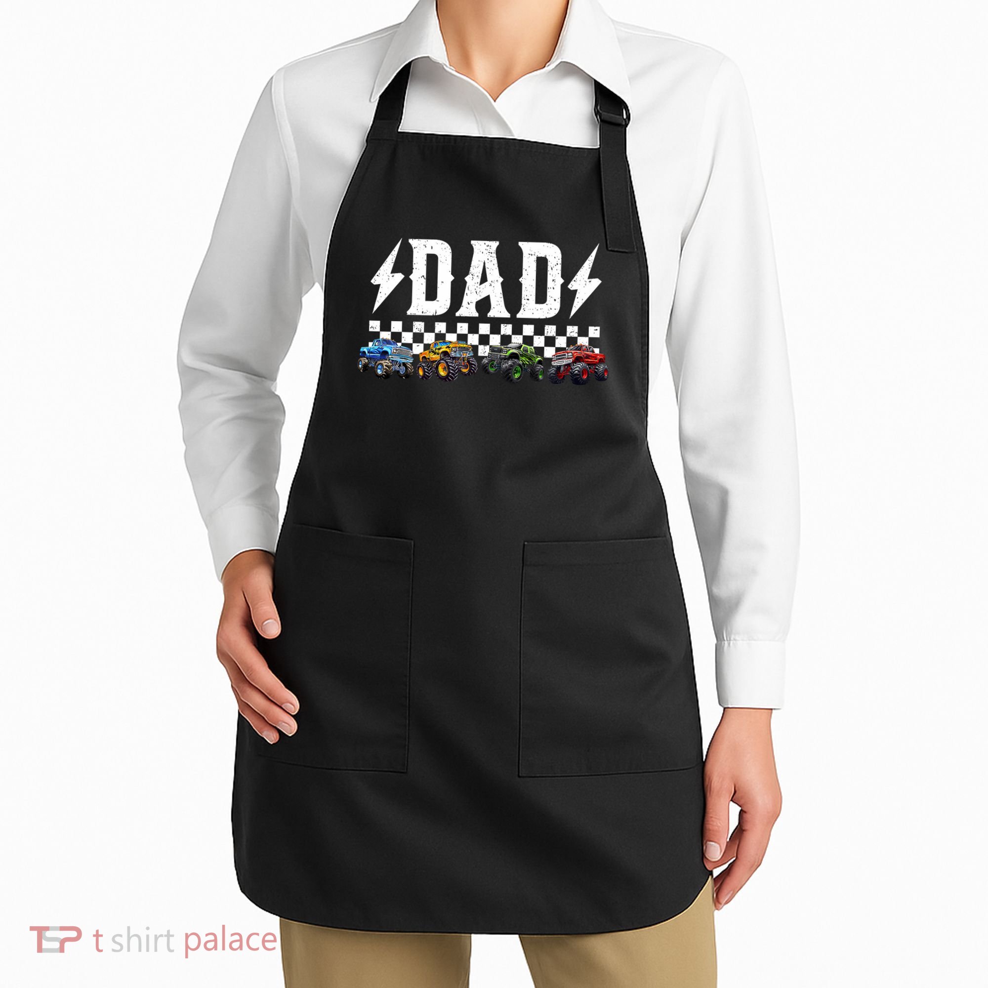 Dad Retro Monster Truck Family Crew Birthday Matching  Apron