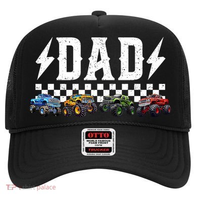Dad Retro Monster Truck Family Crew Birthday Matching  Hat