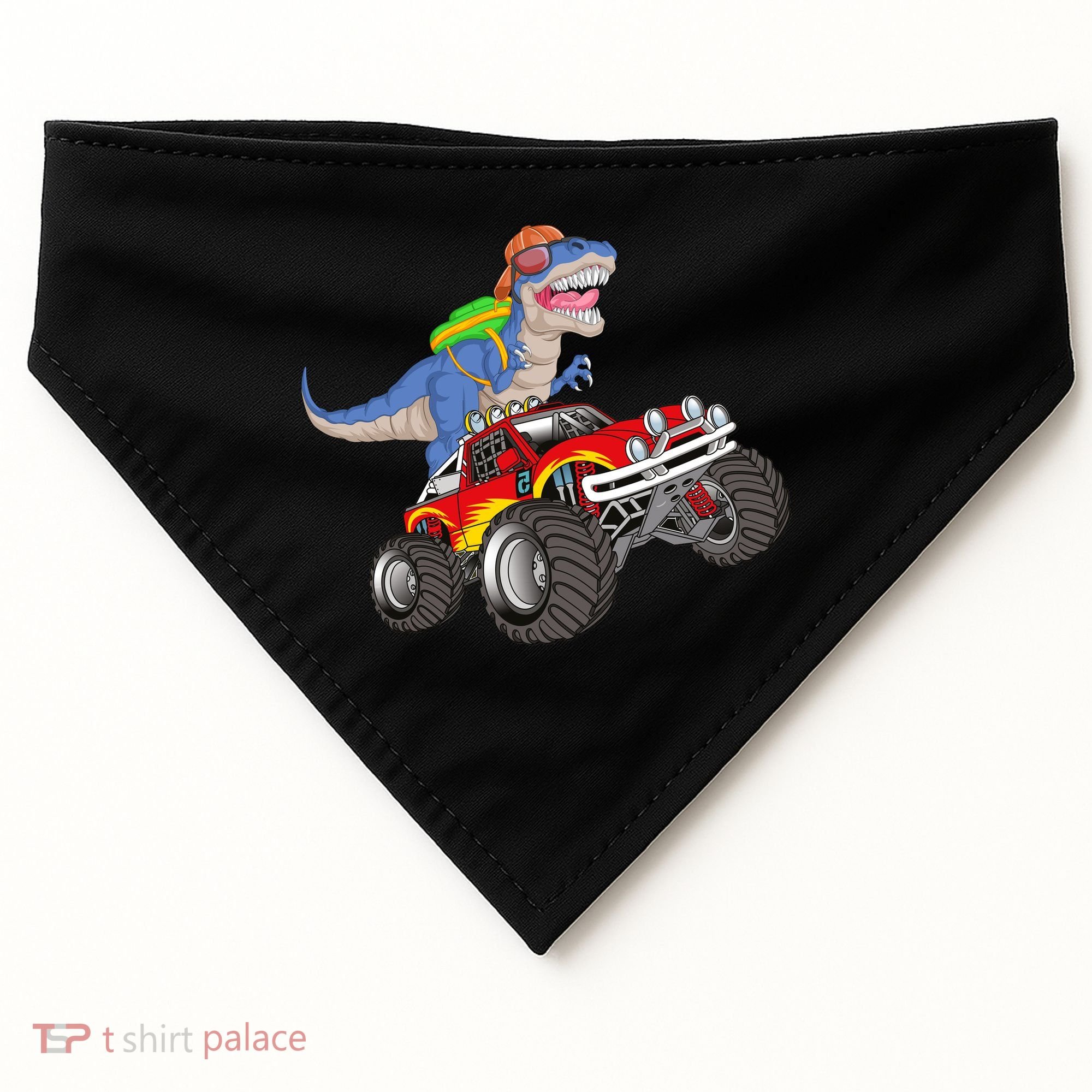 Dinosaur Riding Monster Truck USA-Made Doggie Bandana