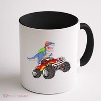 Dinosaur Riding Monster Truck Coffee Mug thumb 1