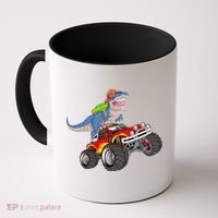 Dinosaur Riding Monster Truck Coffee Mug thumb 0