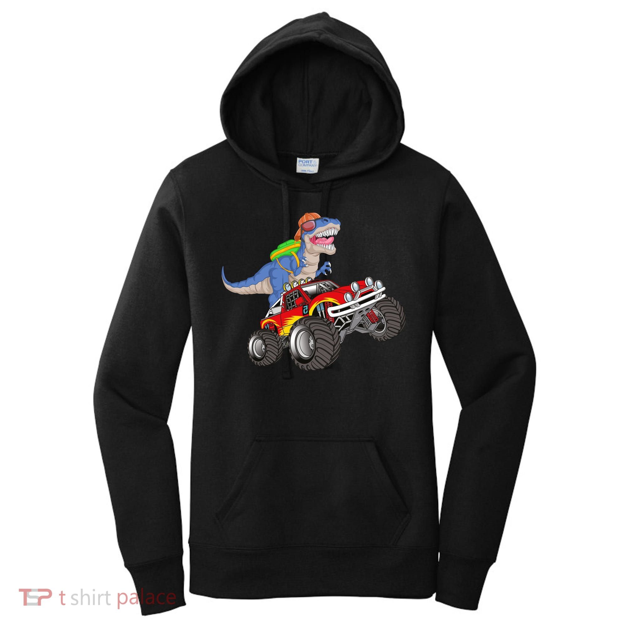 Dinosaur Riding Monster Truck Women's Hoodie