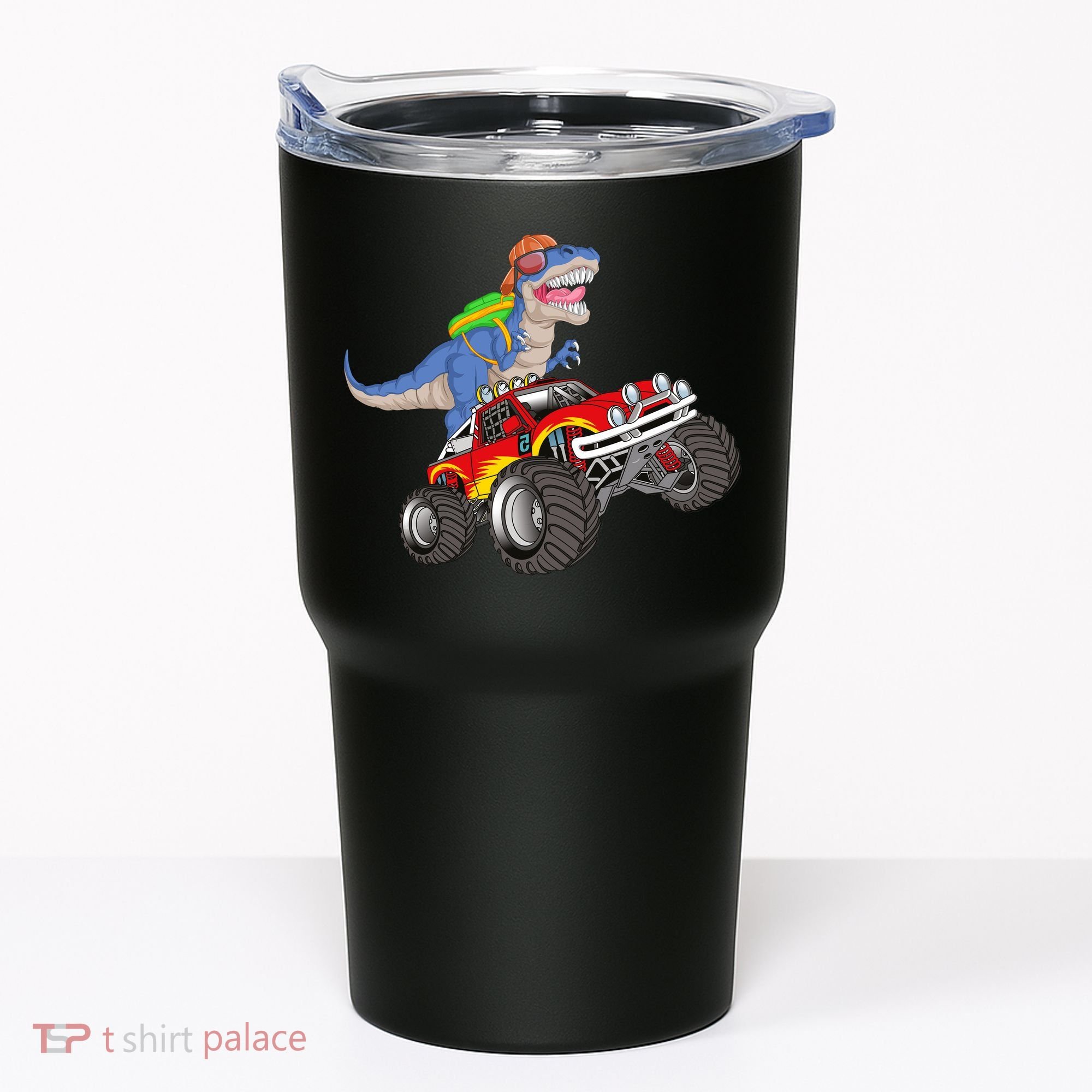 Dinosaur Riding Monster Truck Tumbler