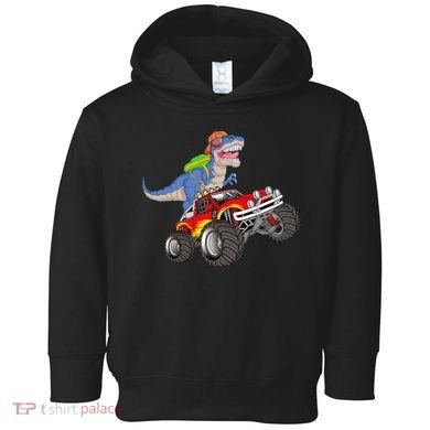Dinosaur Riding Monster Truck Toddler Hoodie