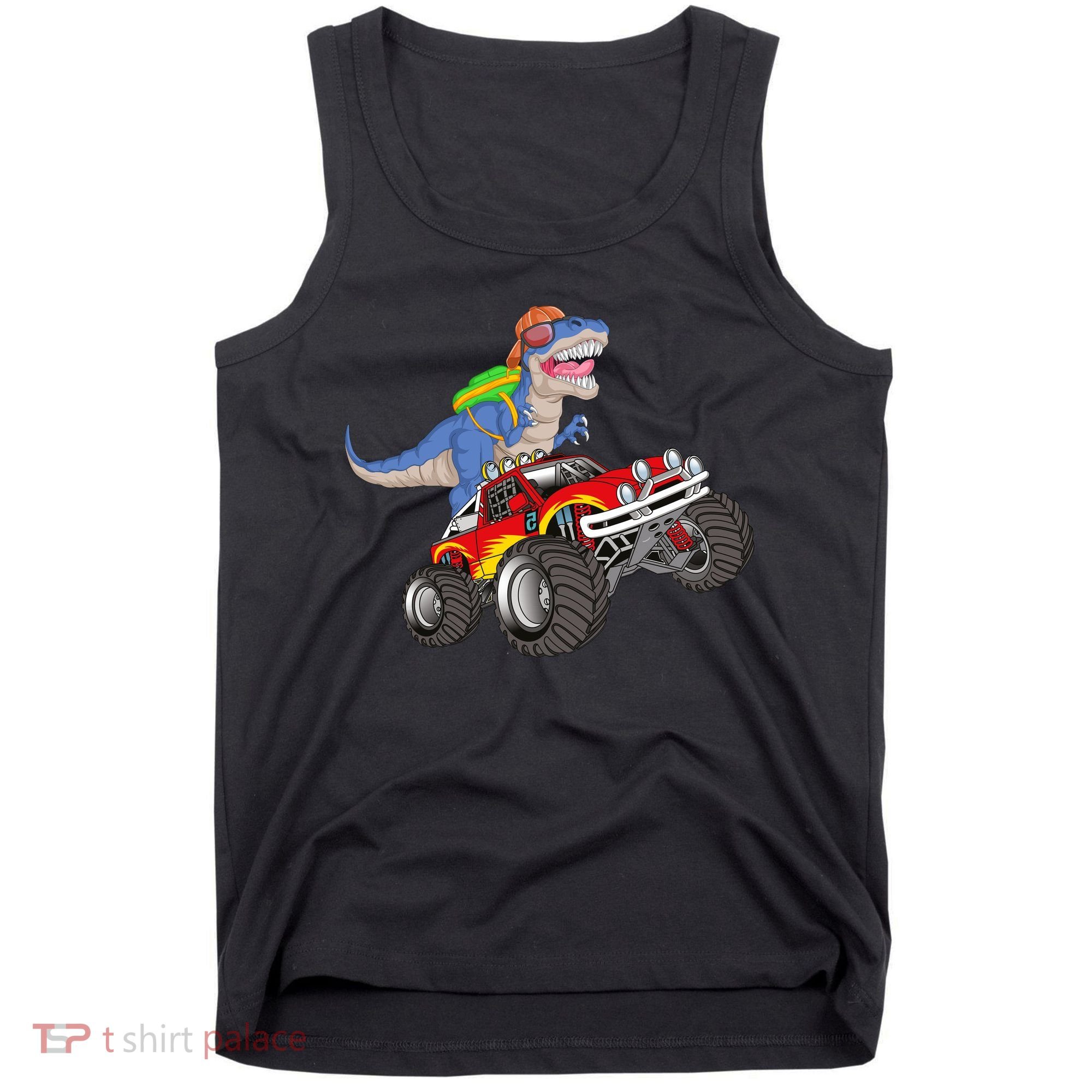 Dinosaur Riding Monster Truck Tank Top