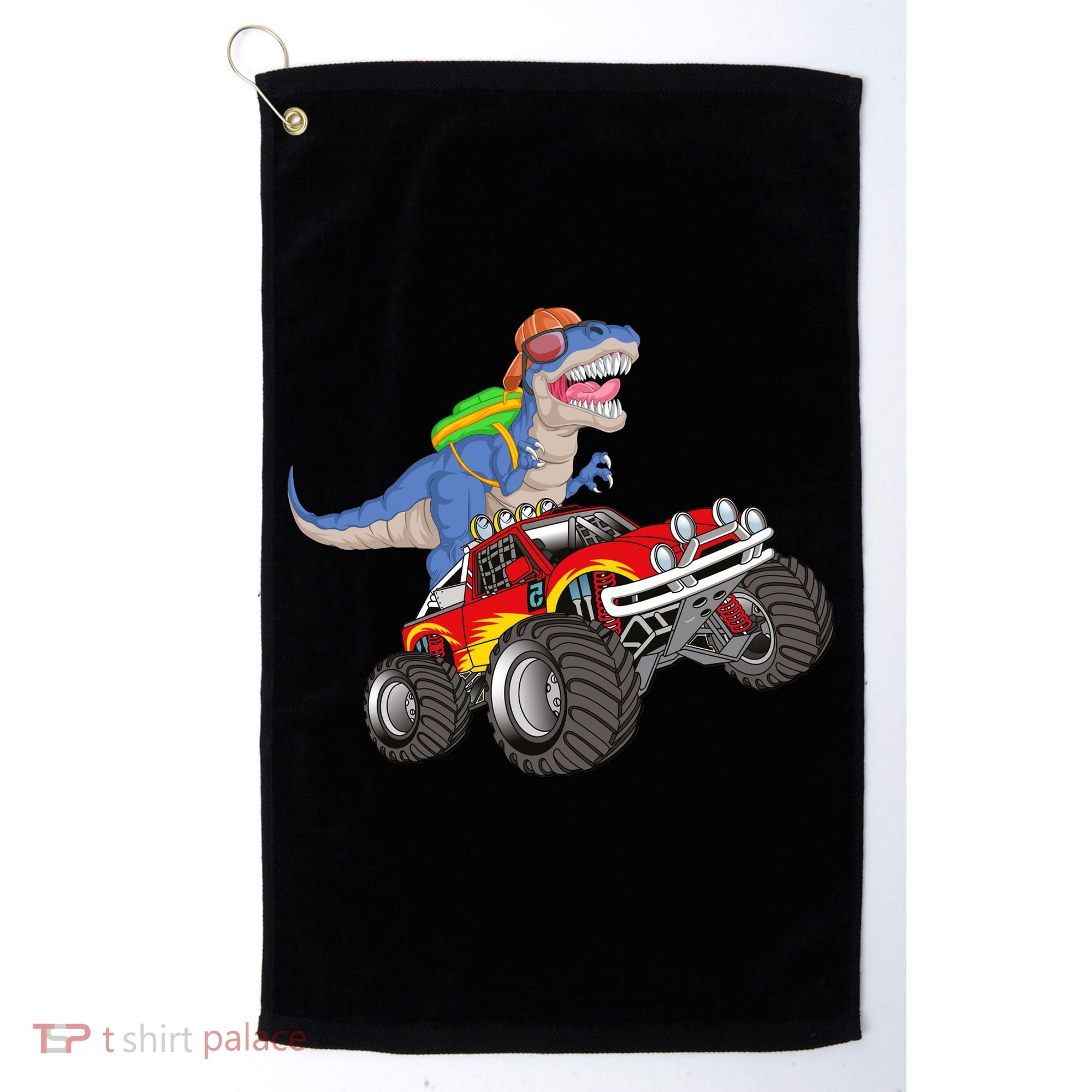 Dinosaur Riding Monster Truck Golf Towel