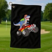 Dinosaur Riding Monster Truck Golf Towel thumb 1