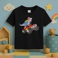 Dinosaur Riding Monster Truck Toddler T-Shirt thumb 3