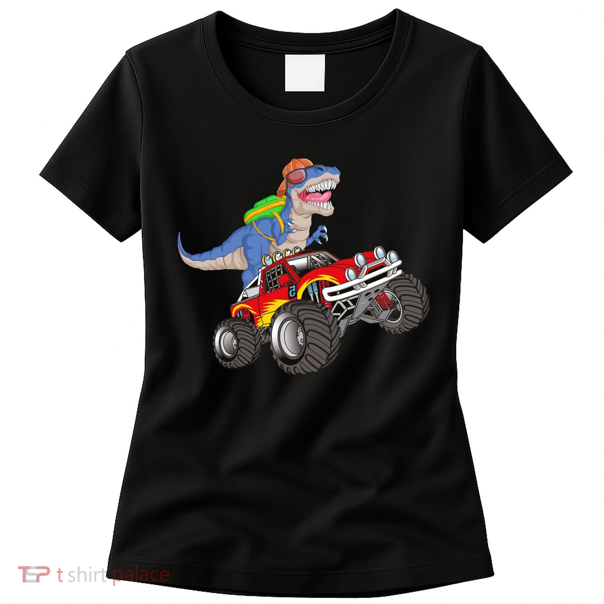 Dinosaur Riding Monster Truck Women's T-Shirt