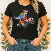 Dinosaur Riding Monster Truck Women's T-Shirt thumb 2
