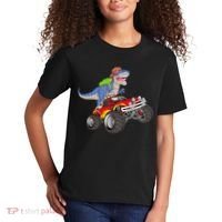Dinosaur Riding Monster Truck Kids T-Shirt thumb 2