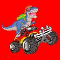 Dinosaur Riding Monster Truck Santa Hat thumb 1