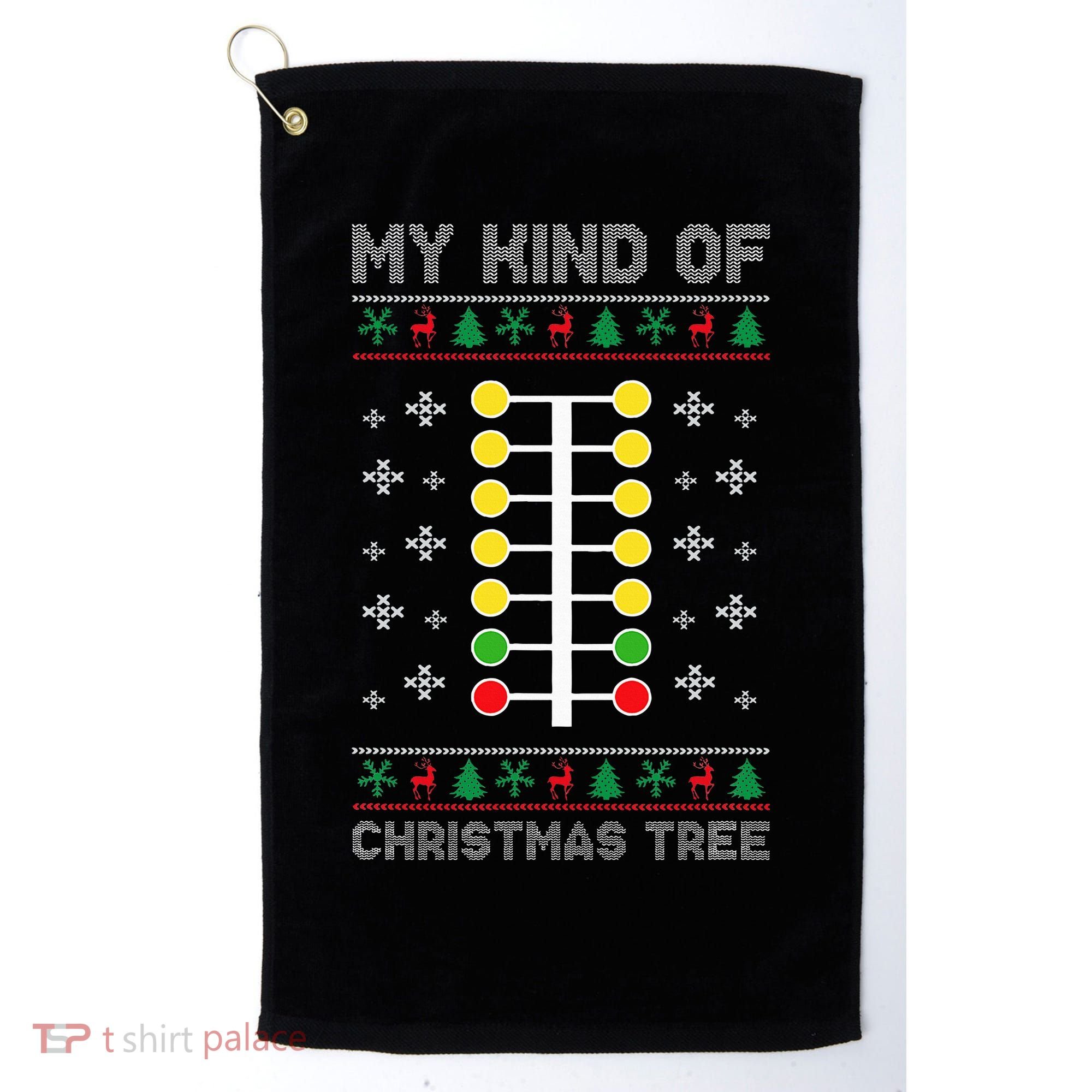 Drag Racing My Kind of Christmas Tree Drag Racer Xmas Golf Towel