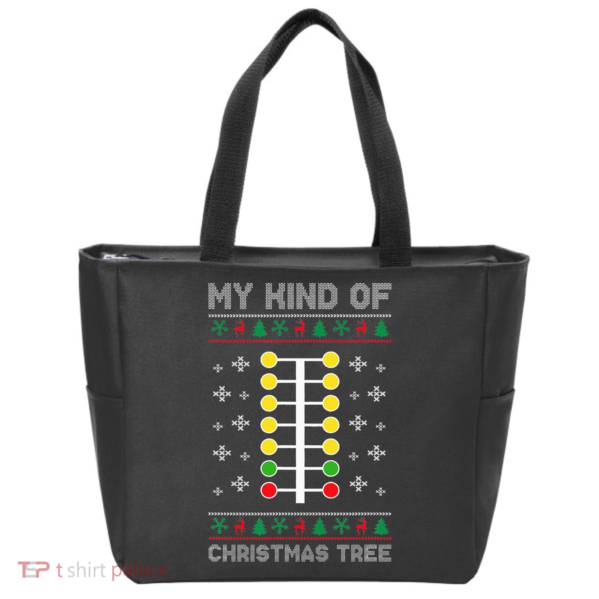 Drag Racing My Kind of Christmas Tree Drag Racer Xmas Tote Bag