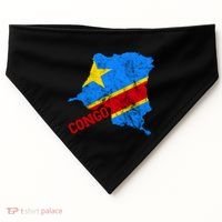 Democratic Republic Of Congo Map Congolese Flag Africa Pride Cute Gift USA-Made Doggie Bandana thumb 0