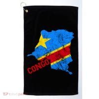 Democratic Republic Of Congo Map Congolese Flag Africa Pride Cute Gift Golf Towel thumb 0