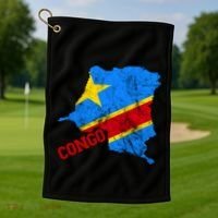 Democratic Republic Of Congo Map Congolese Flag Africa Pride Cute Gift Golf Towel thumb 1