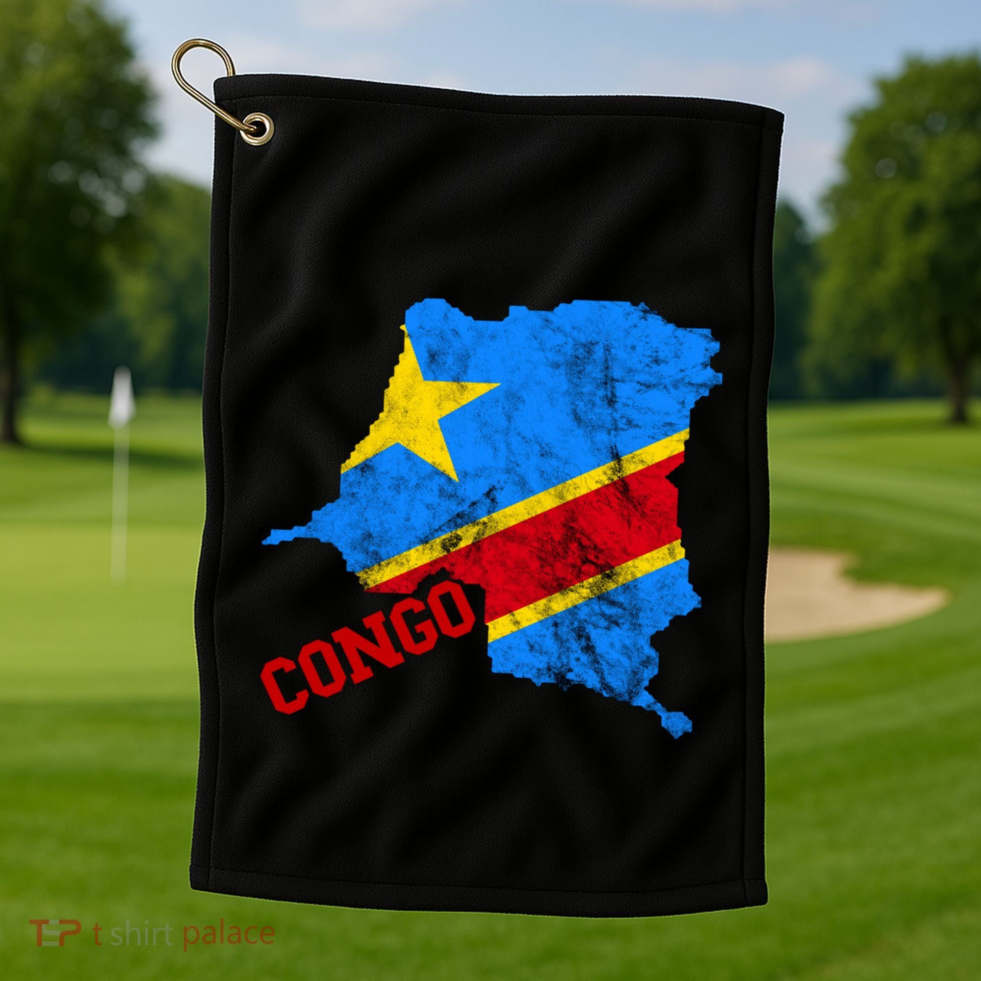 Democratic Republic Of Congo Map Congolese Flag Africa Pride Cute Gift Golf Towel