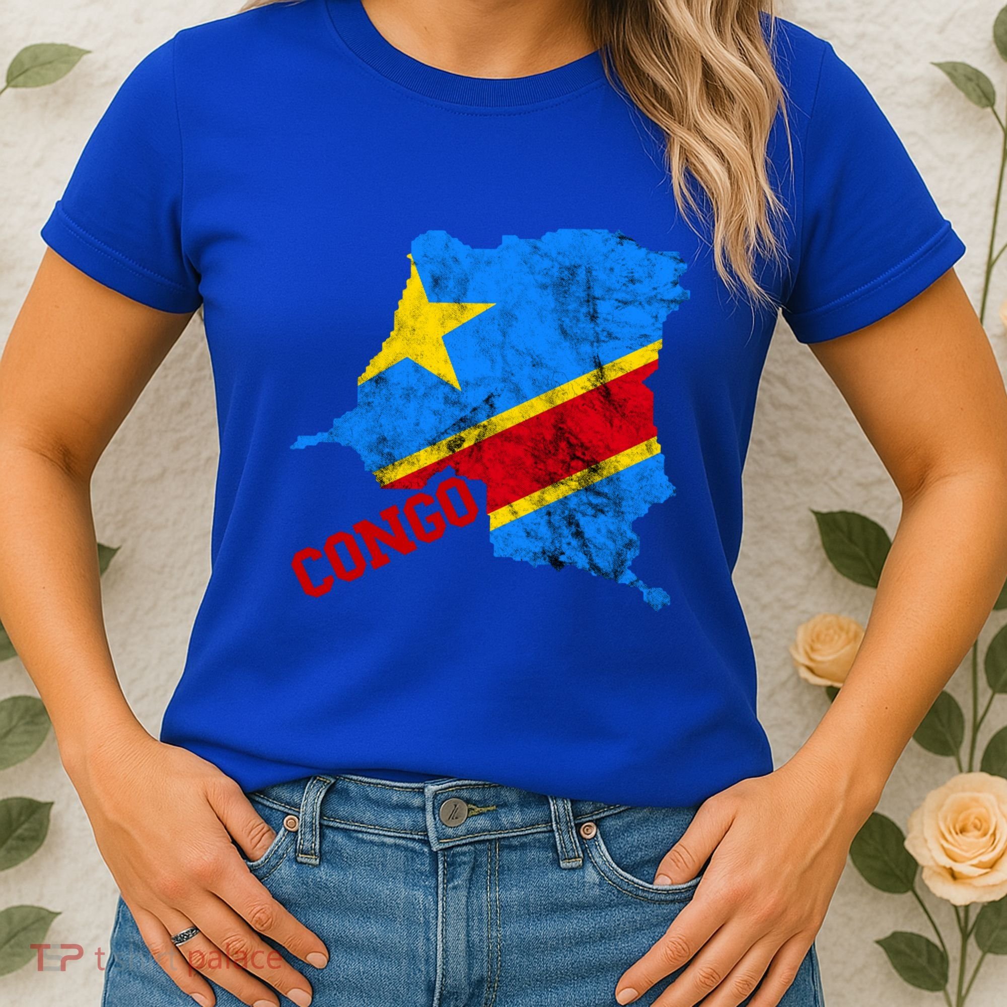 Democratic Republic Of Congo Map Congolese Flag Africa Pride Cute Gift Women's T-Shirt