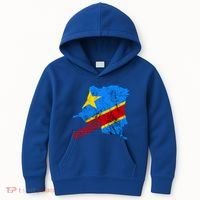 Democratic Republic Of Congo Map Congolese Flag Africa Pride Cute Gift Kids Hoodie thumb 0