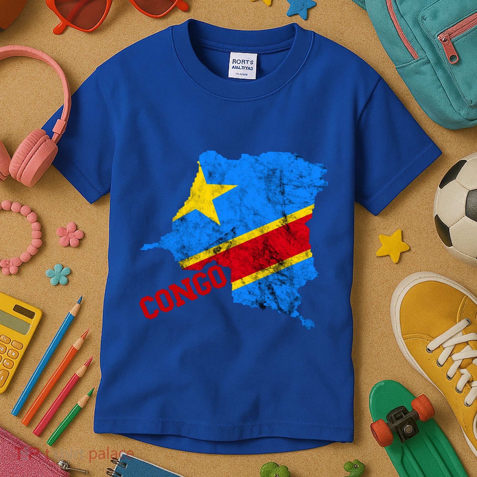 Democratic Republic Of Congo Map Congolese Flag Africa Pride Cute Gift Kids T-Shirt