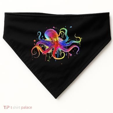 Dripping Rainbow Octopus Psychedelic Colorful Octopus USA-Made Doggie Bandana
