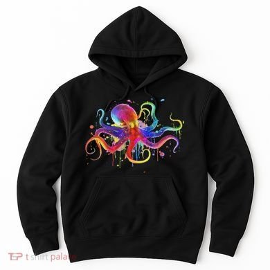 Dripping Rainbow Octopus Psychedelic Colorful Octopus Hoodie