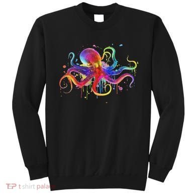 Dripping Rainbow Octopus Psychedelic Colorful Octopus Sweatshirt