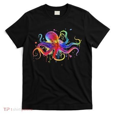 Dripping Rainbow Octopus Psychedelic Colorful Octopus T-Shirt