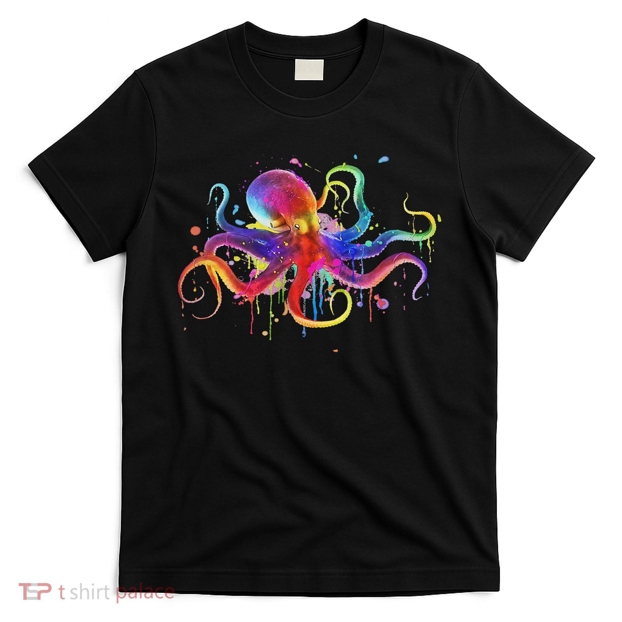 Dripping Rainbow Octopus Psychedelic Colorful Octopus T-Shirt