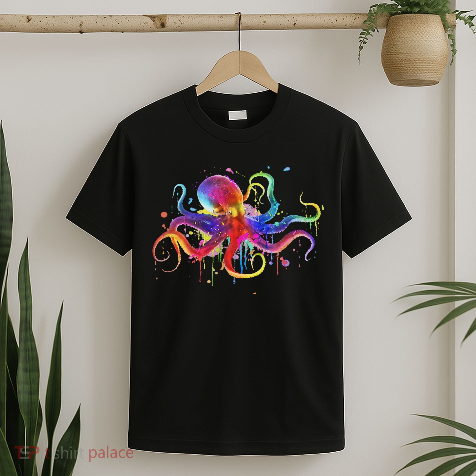 Dripping Rainbow Octopus Psychedelic Colorful Octopus T-Shirt