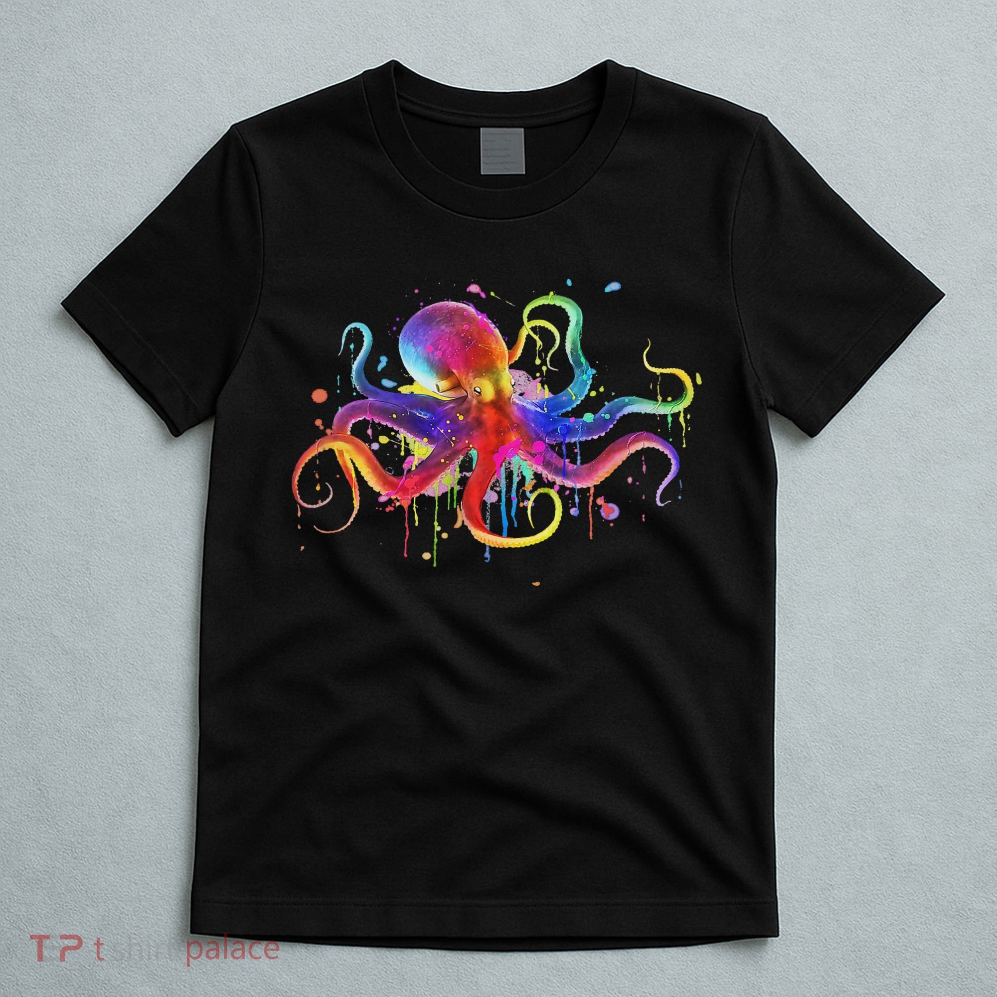 Dripping Rainbow Octopus Psychedelic Colorful Octopus T-Shirt