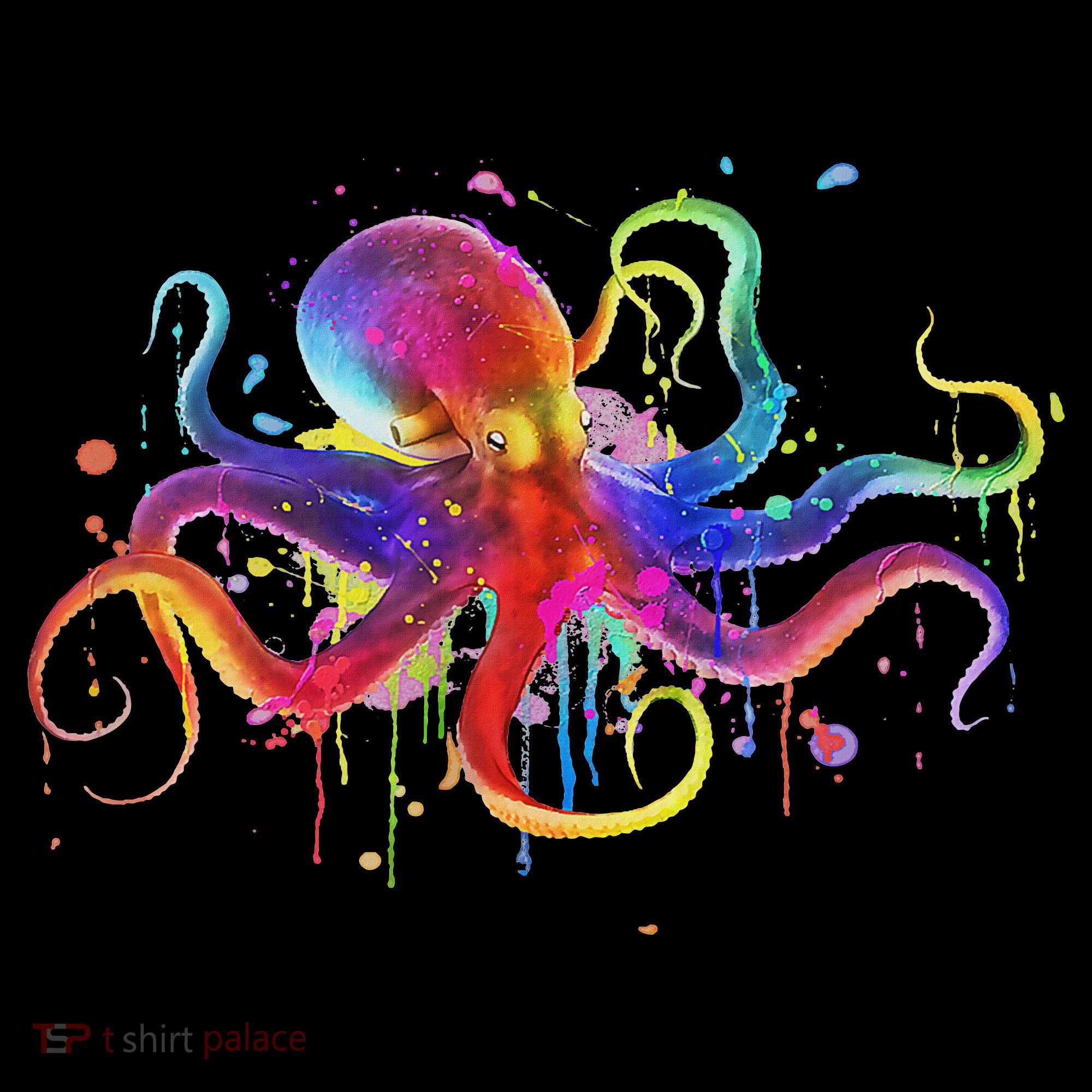 Dripping Rainbow Octopus Psychedelic Colorful Octopus T-Shirt