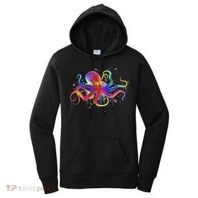 Dripping Rainbow Octopus Psychedelic Colorful Octopus Women's Hoodie
