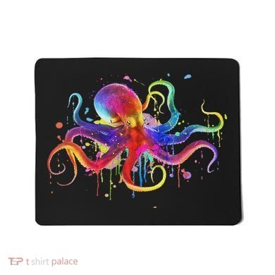 Dripping Rainbow Octopus Psychedelic Colorful Octopus Mousepad