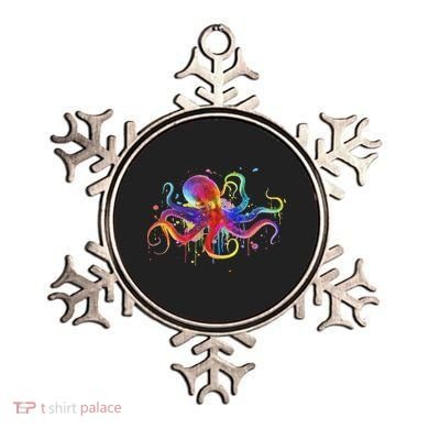 Dripping Rainbow Octopus Psychedelic Colorful Octopus Ornament