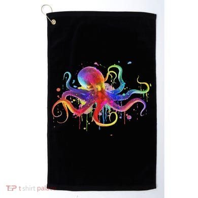 Dripping Rainbow Octopus Psychedelic Colorful Octopus Golf Towel