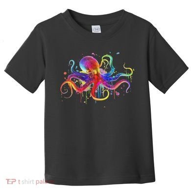 Dripping Rainbow Octopus Psychedelic Colorful Octopus Toddler T-Shirt