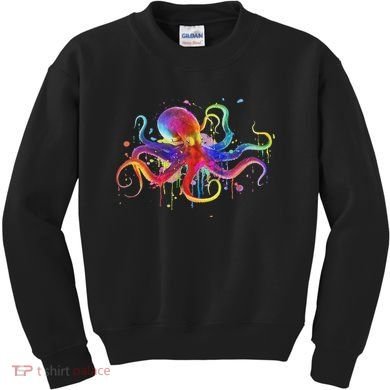 Dripping Rainbow Octopus Psychedelic Colorful Octopus Kids Sweatshirt