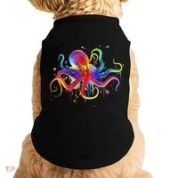 Dripping Rainbow Octopus Psychedelic Colorful Octopus Doggie Tank thumb 0